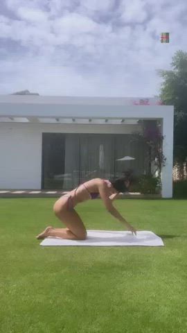 bikini brunette yoga gif