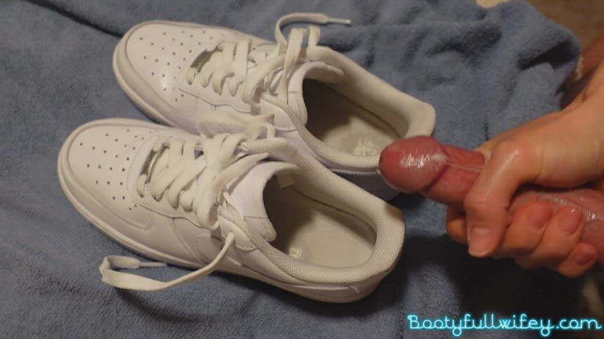 cumshot handjob shoes gif