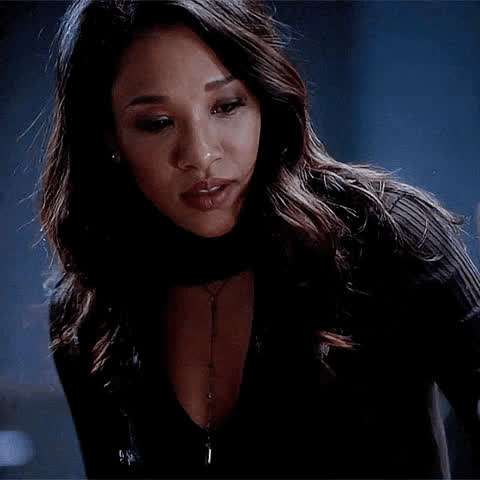 Your gf [Candice Patton] seeing your friends outline in his shorts as she serves