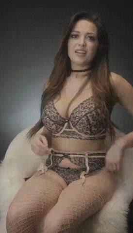 Big Tits Choker Fishnet Lingerie Mom Titty Drop gif