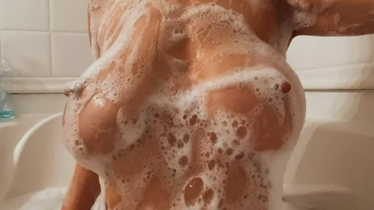 Bath Bathroom Nipples Pierced Soapy Tits gif