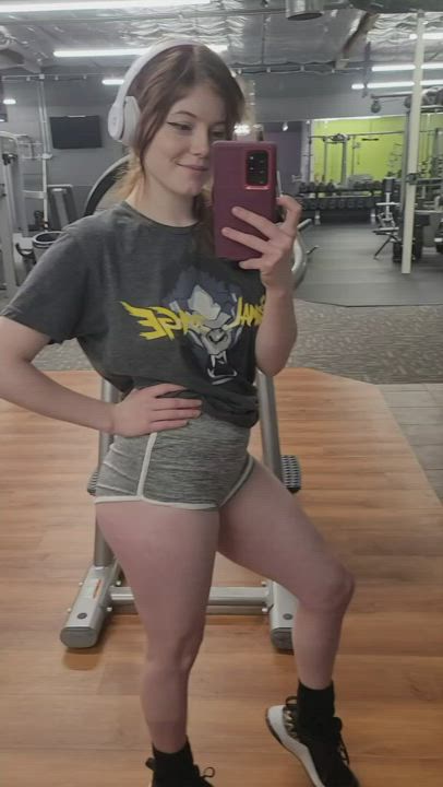 Gym Selfie Titty Drop gif