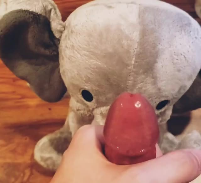 Cumming on a stuffed animal