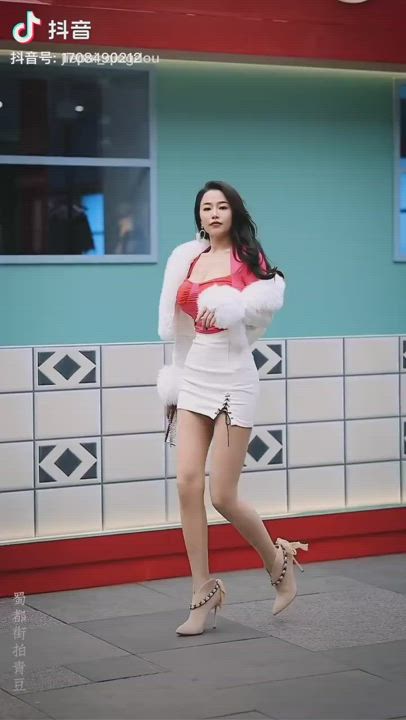 Asian Bouncing Tits Clothed Skirt gif