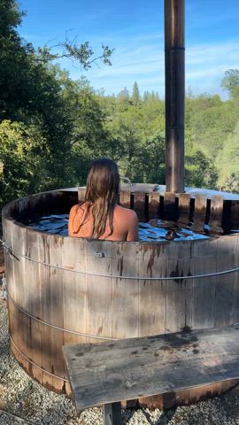 Enjoying the hot tub