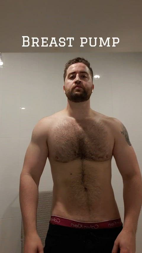 gay hairy chest muscles gif