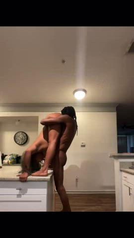 69 amateur blowjob ebony couple flexible homemade kitchen pussy pussy licking gif