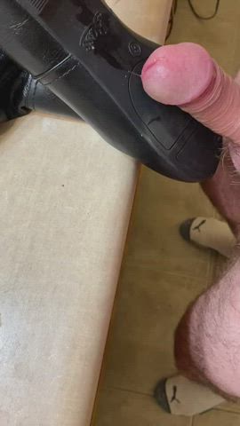 big dick boots cum feet fetish femboy femdom little dick shaved gif