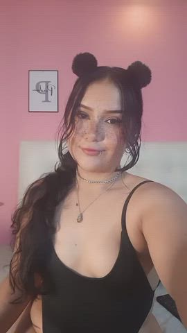 big tits boobs camgirl cute latina lingerie petite smile webcam gif