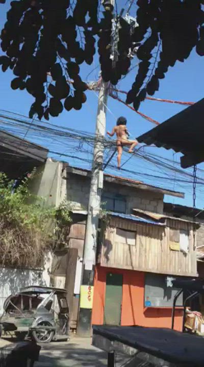 MMC after I climb up an electric pole naked