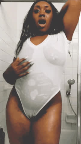 Big Tits Ebony Tease Wet gif