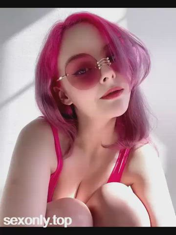 babe cute fansly glasses helly valentine kawaii girl manyvids onlyfans pink gif