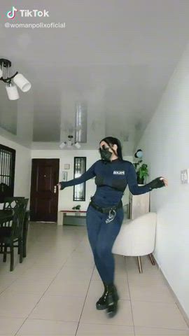booty cosplay curvy dancing latina police tease tiktok uniform gif