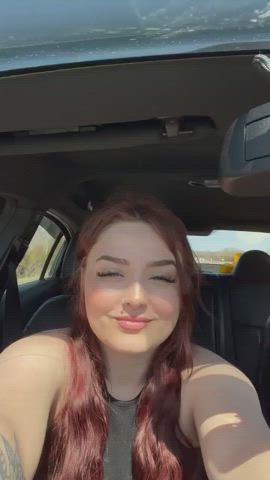Car Titty Drop Brunette gif