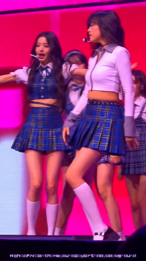 brunette dancing schoolgirl tease kpop gif