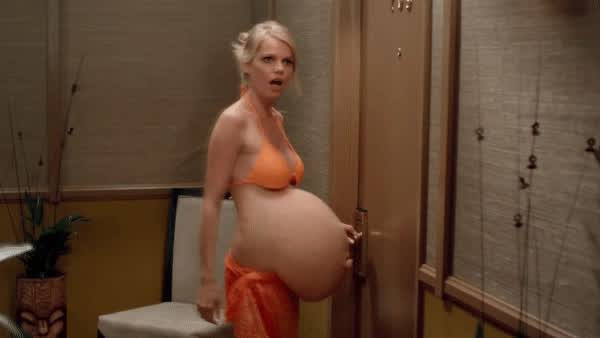 belly button blonde milf pregnant belly gif