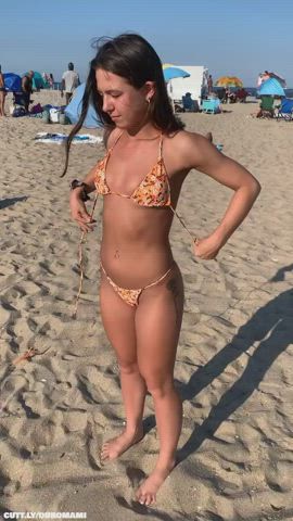 flashing tits in the beach