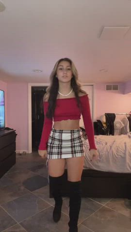 boots skirt twerking gif