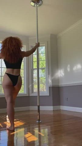 fitness non-nude pole dance redhead gif