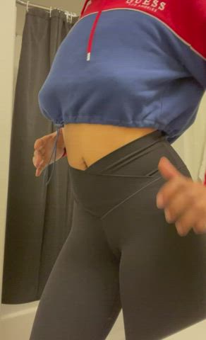 big tits ebony leggings titty drop gif