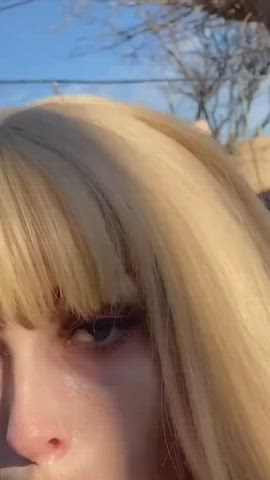 blonde blowjob outdoor gif