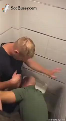 bathroom blowjob gay homemade public gif