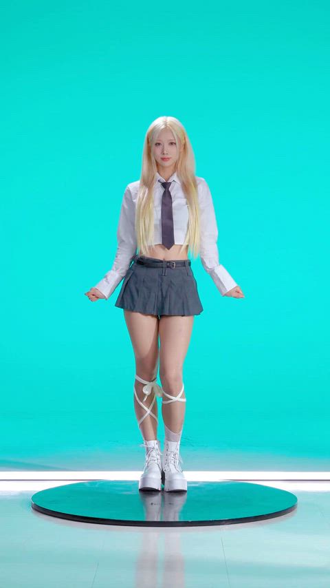 blonde dancer dancing skirt tease kpop gif