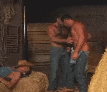 Cowboy fun in the barn ...