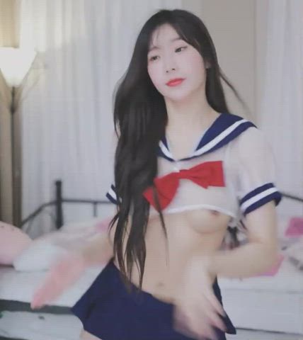 asian cute dancing korean nipples tease teasing tits gif