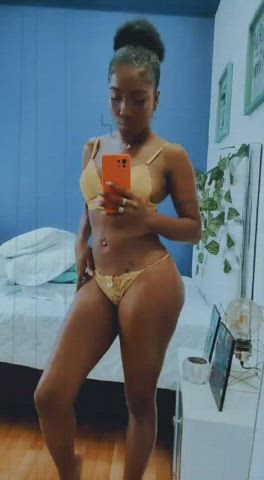 Camgirl Curvy Ebony Latina Lingerie Piercing Seduction Solo Webcam gif