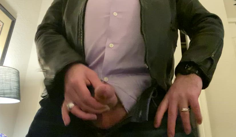 Leather Jacket Daddy Jacking Off