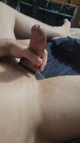 amateur cock ring male masturbation gif
