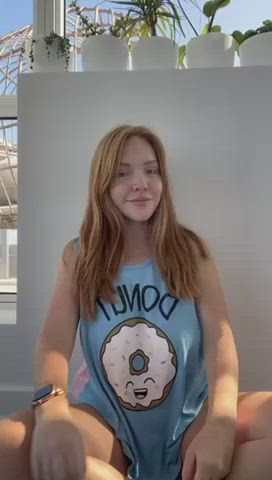 areolas bouncing tits flashing freckles grabbing huge tits natural tits panties redhead