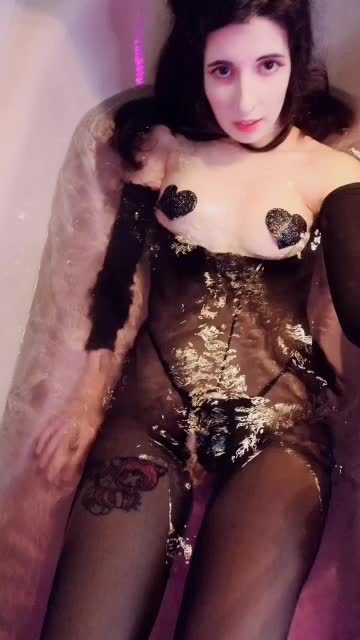 Bathing in my wet tight nylon bodystocking and pasties &lt;3