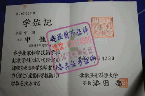 日本仓敷艺术科学大学毕业证办理（WeChat微：CX114580）