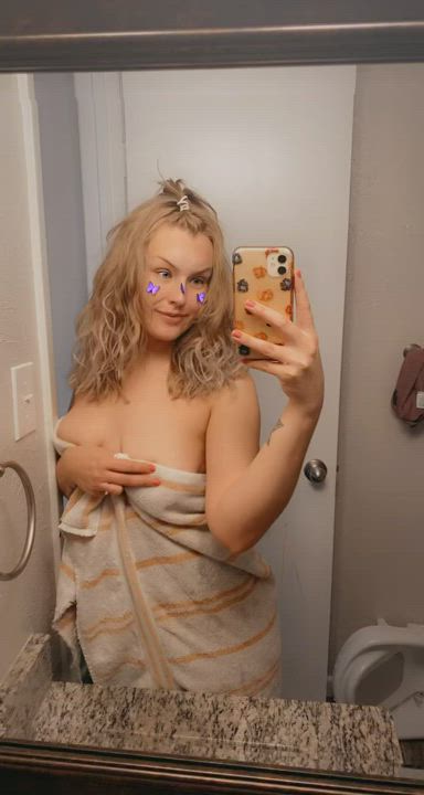 Blonde Natural Tits Shower gif