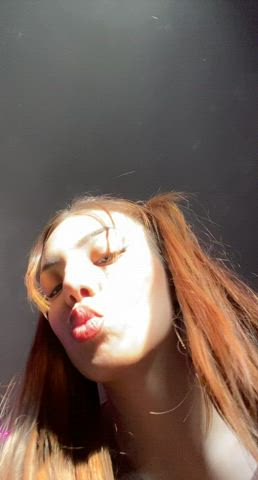 cute kiss pigtails gif
