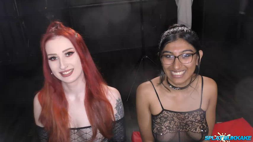 Live NOW: Outstanding bukkake session for stunning Gigi Rouge and super cumslut Desi