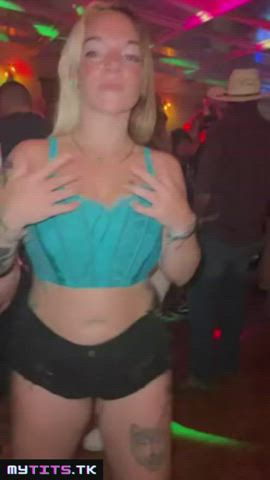 amateur big tits blonde club exhibitionist public gif