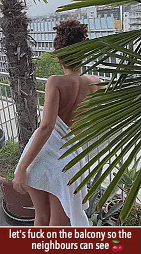 balcony big ass caption exhibitionist funny porn round butt teen fun gif