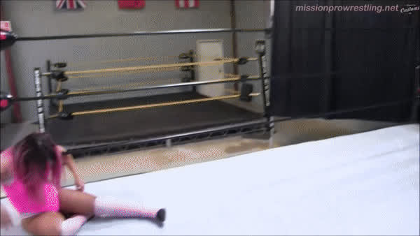 brunette mexican wrestling pink hair gif