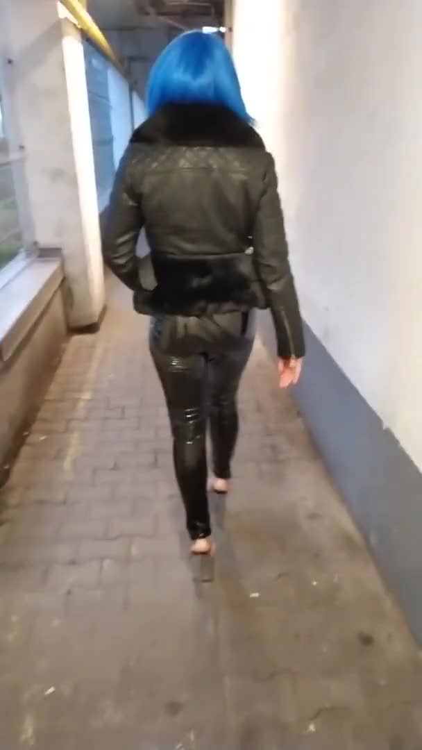 Walking in public latex leggings and high heels PMV porn music video