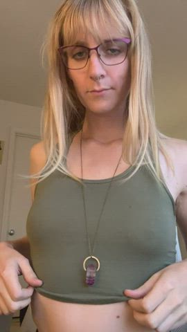 blonde girlfriend glasses hotwife small tits trans gif