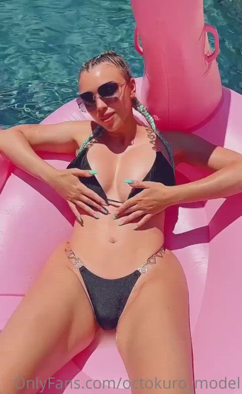 big tits fake tits pool bigtits bikinis flashing-boobs gif