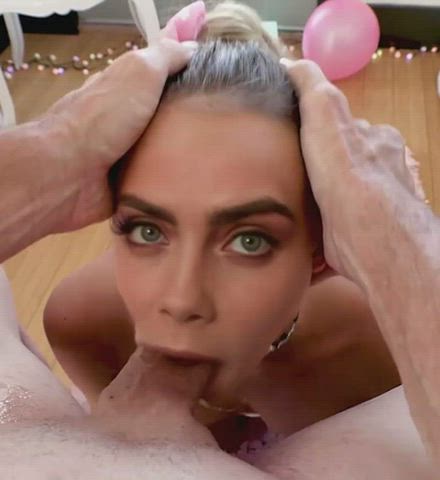 Babe Blonde Cara Delevingne Celebrity Fake Throat Throat Fuck gif