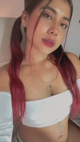 brunette colombian latina piercing redhead sensual solo tattoo gif