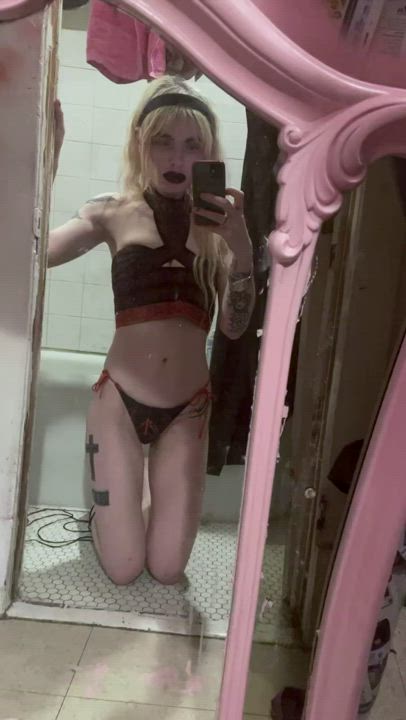 Blonde Goth Lingerie Pale Tattoo gif