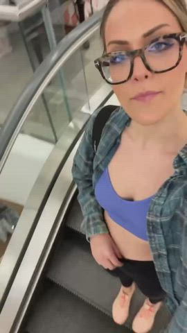 got caught with my titties out on the escalator at the end ?