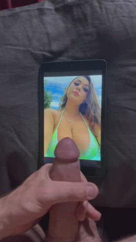 big tits bikini cumshot tribute gif