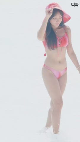 asian ass babe beach cute korean model swimsuit gif